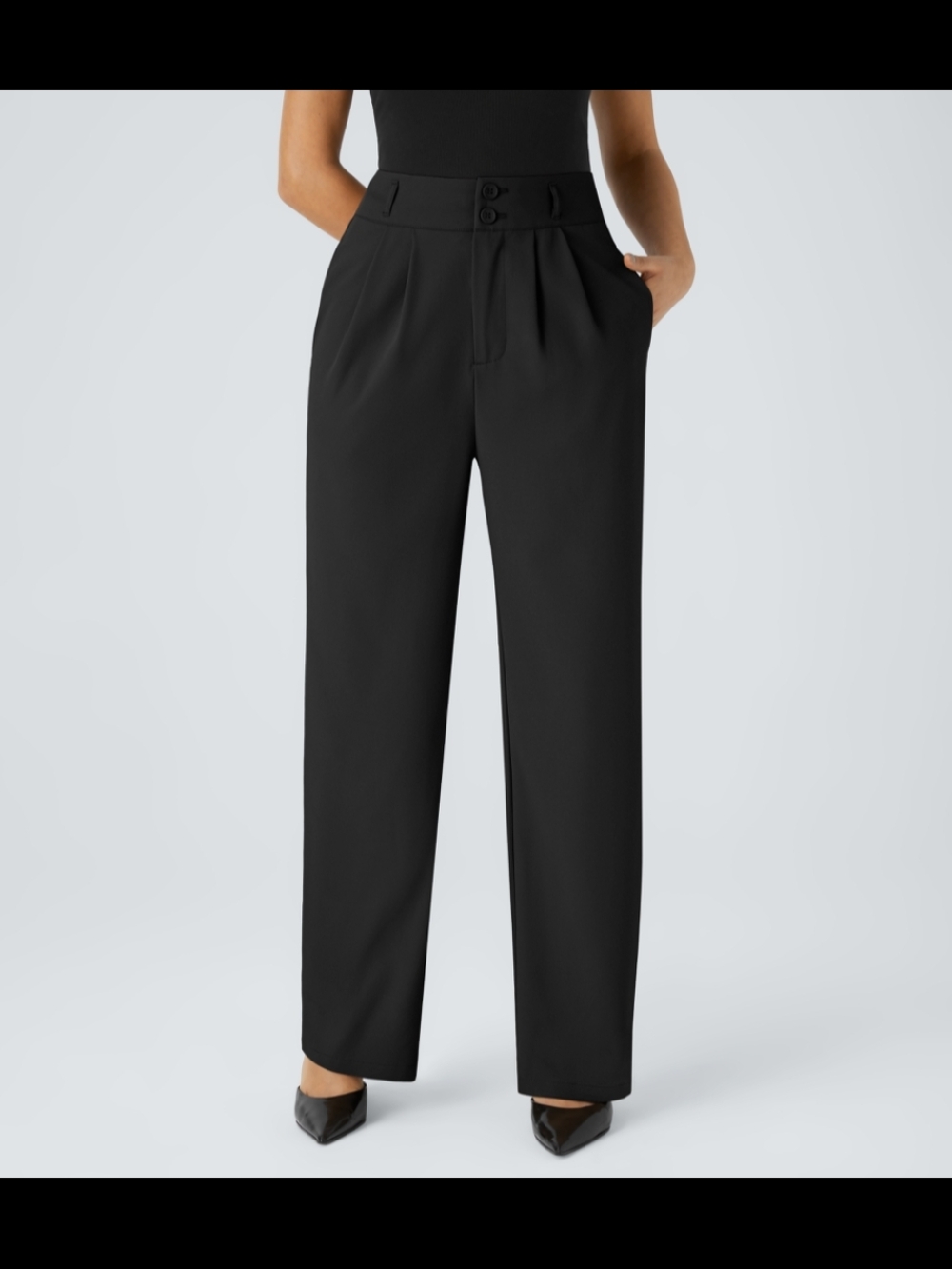 HALARA Flex Women's High Waisted Straight Leg Work Pants- Black Sz Large Petite!